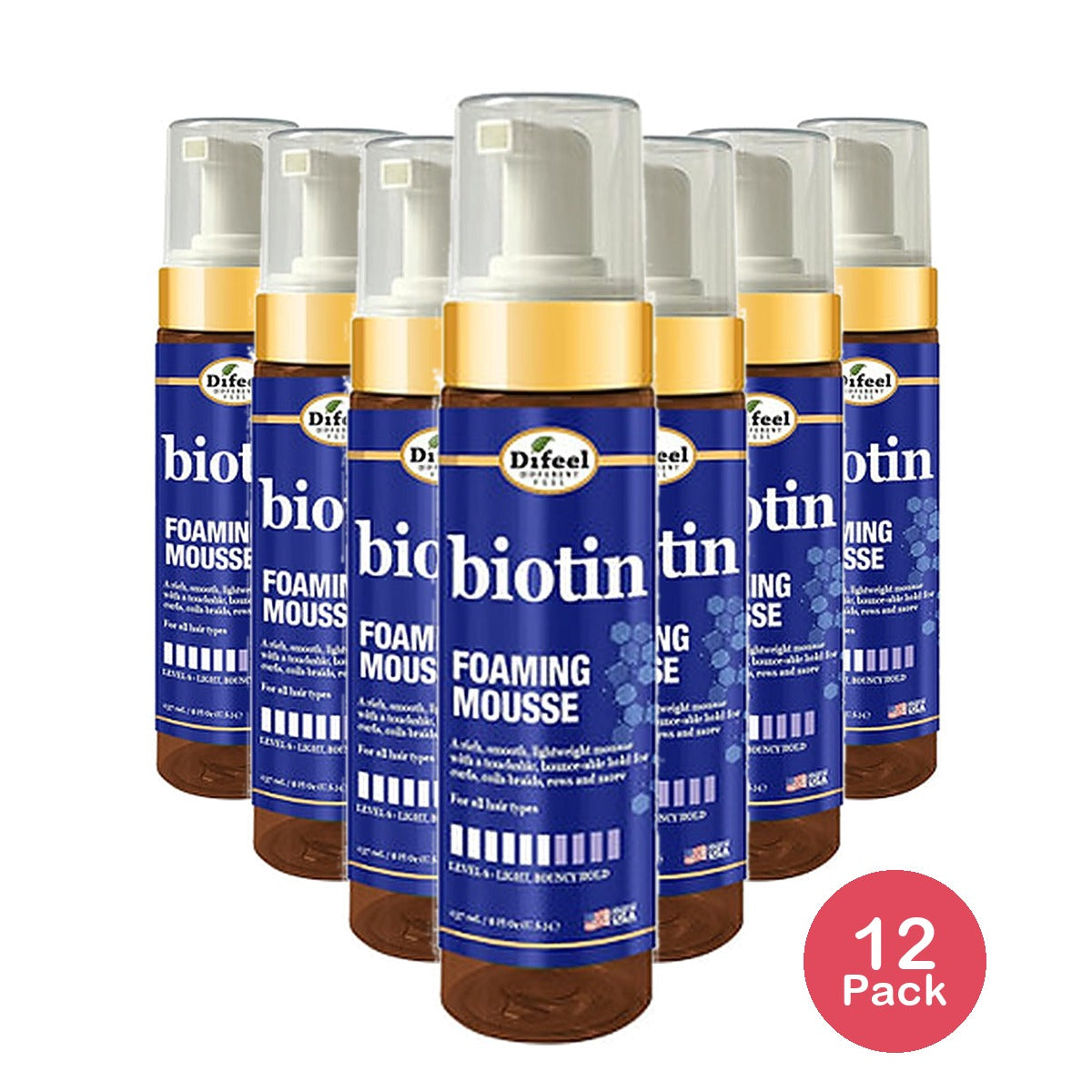 Difeel Biotin Foaming Mousse 8 Oz (Pack of 12)