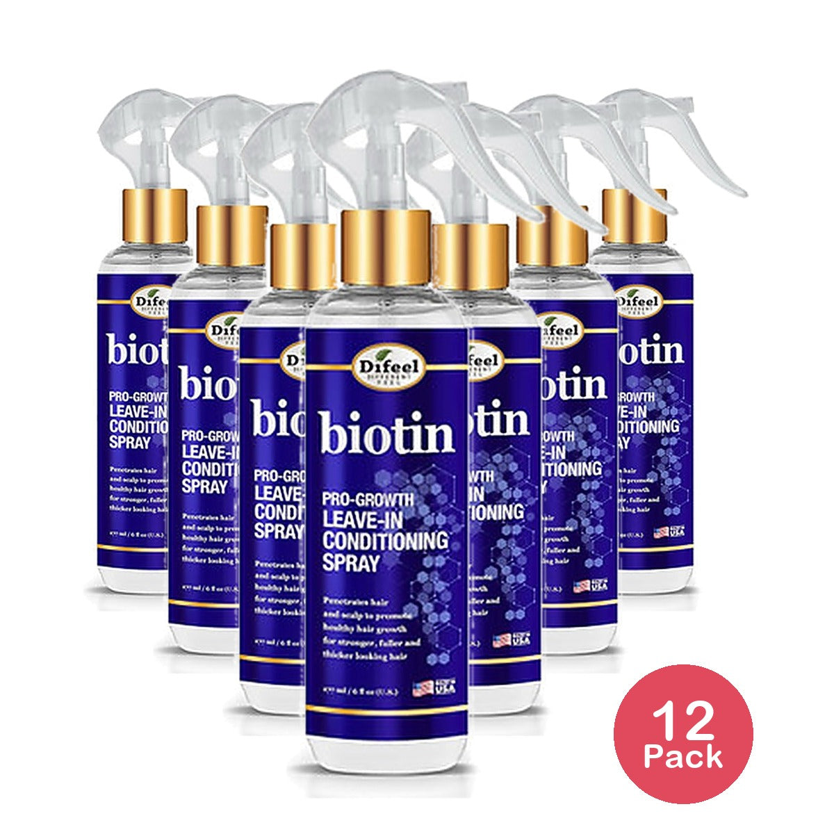 Difeel Biotin Leave-In/Instant Spray 8 Oz (Pack of 12)
