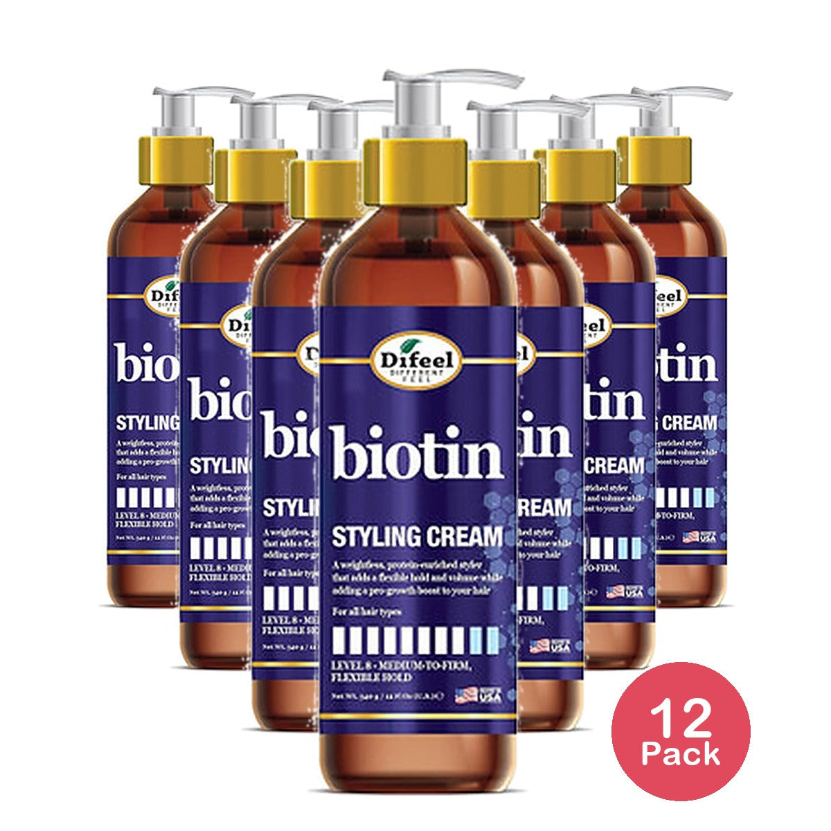 Difeel Biotin Styling Cream 12 Oz (Pack of 12)