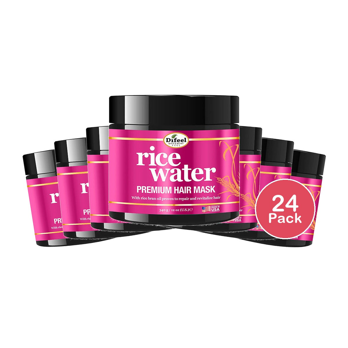 Difeel Hair Mask Rice Water 12 Oz (Pack of 24)