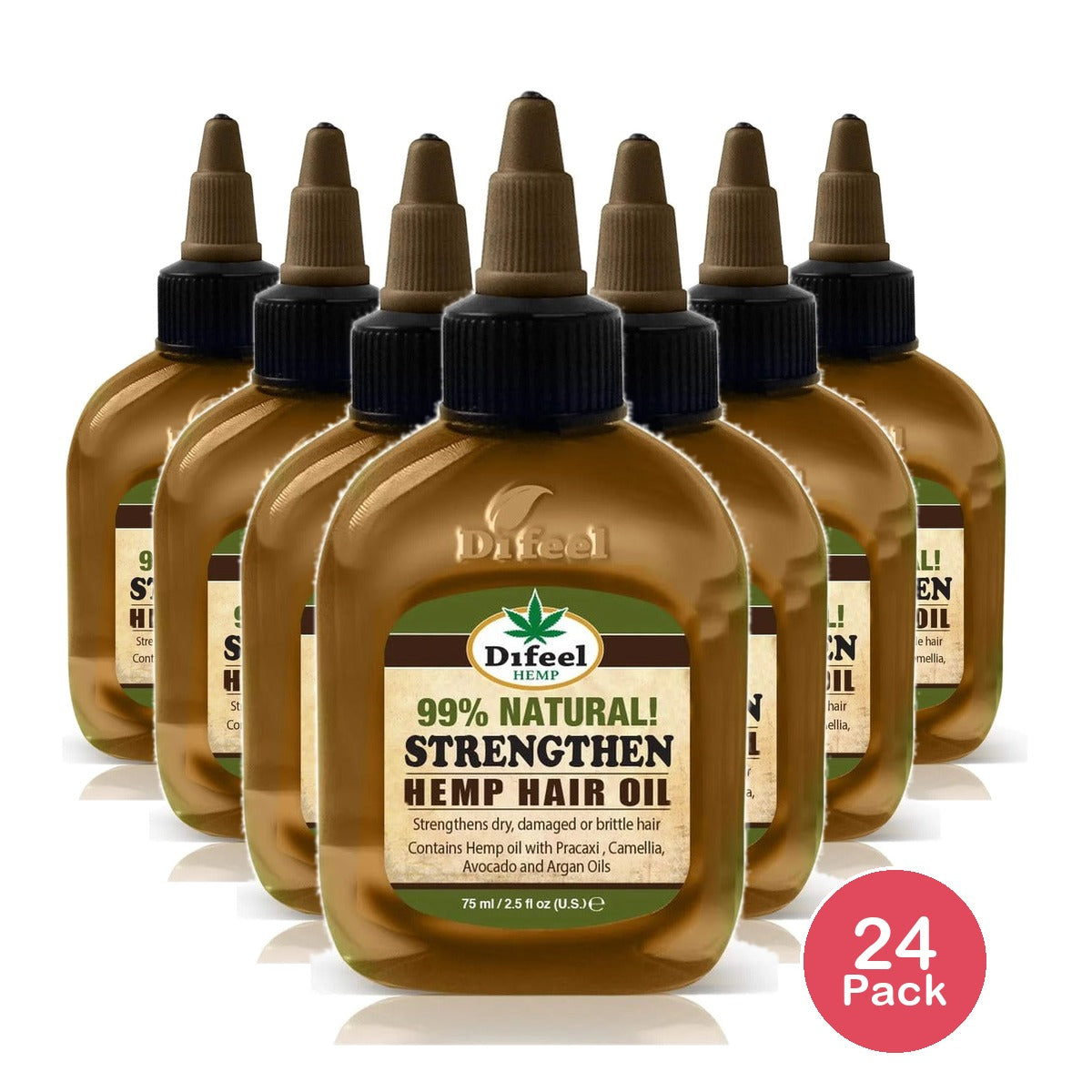 Difeel Hemp 99% Natural Hair Oil Strengthen 2.5 Oz (Pack of 24)