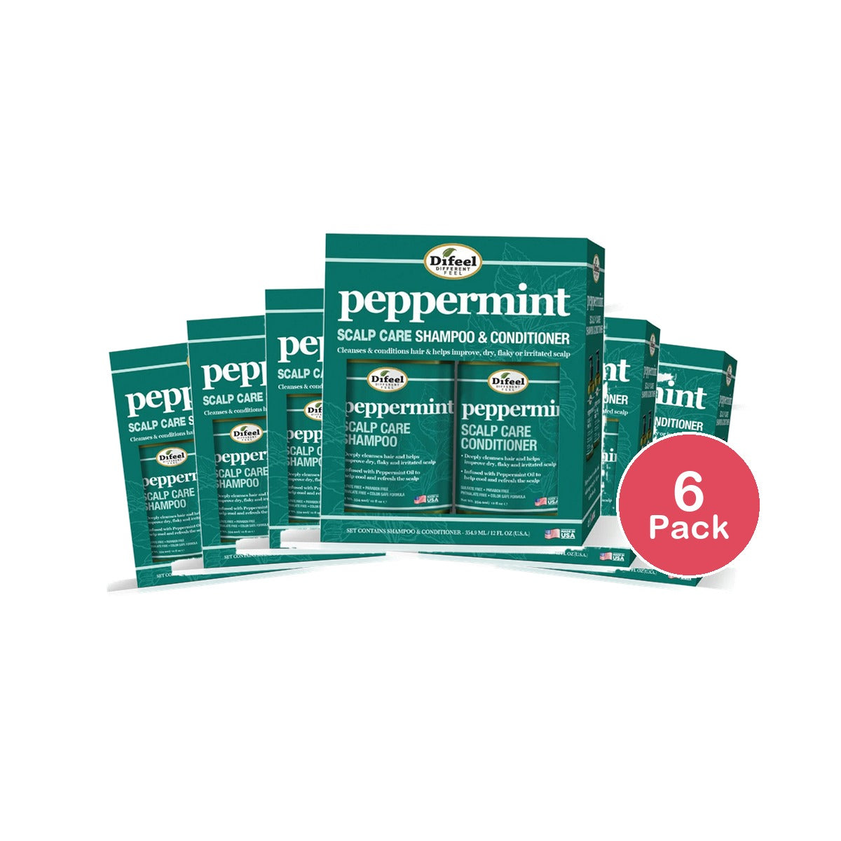 Difeel Peppermint Scalp Care Shampoo & Conditioner 12 Oz (Pack of 6)