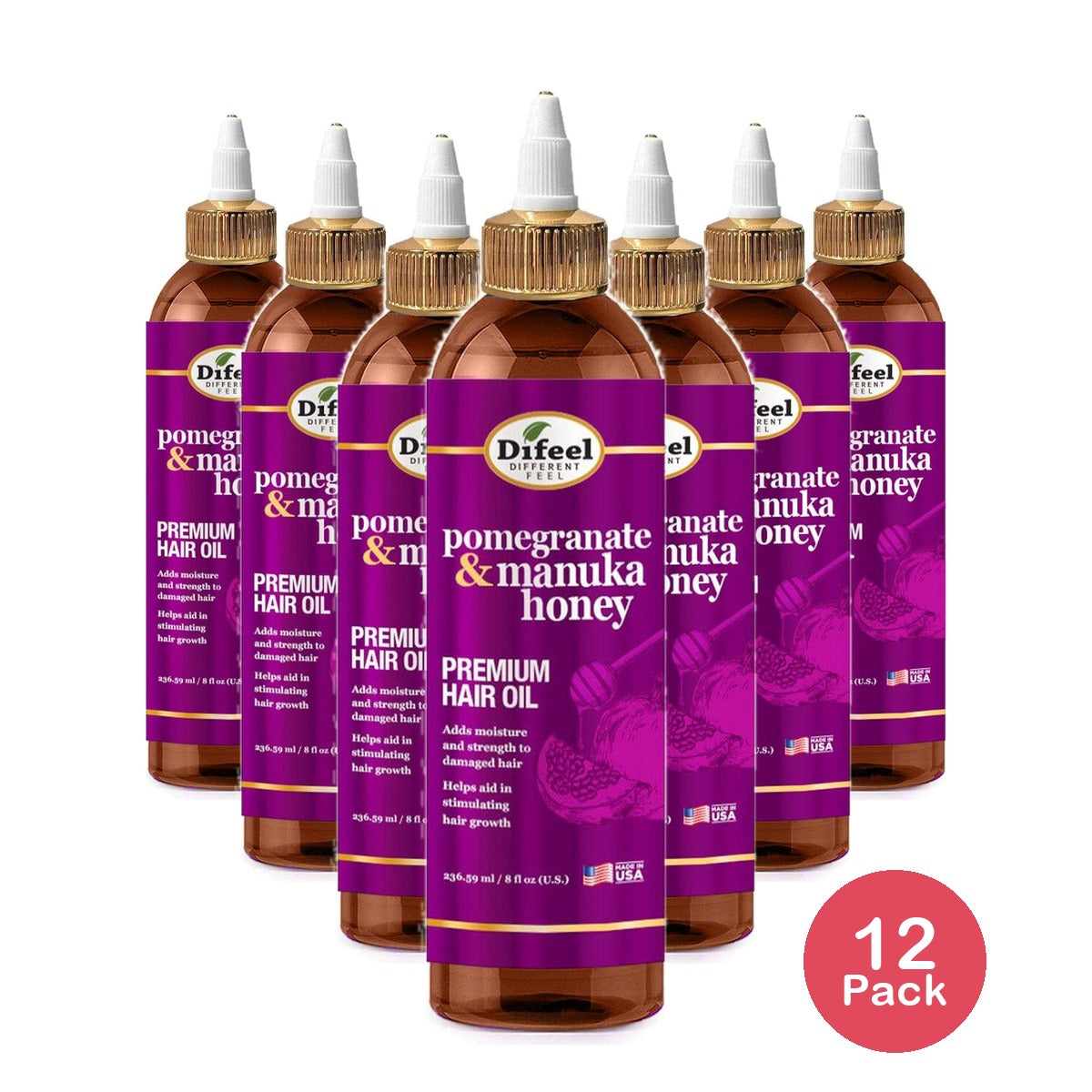 Difeel Pomegranate Manuka Honey Hair Oil 7.1 Oz (Pack of 12)