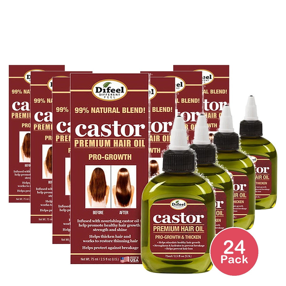 Difeel Pro-Growth Castor Oil 2.5 Oz (Pack of 24)