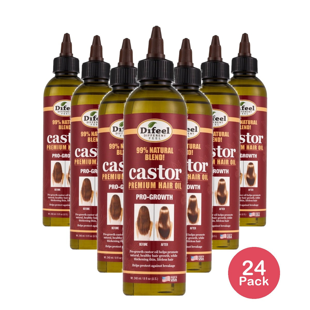 Difeel Pro-Growth Castor Oil 8 Oz (Pack of 24)