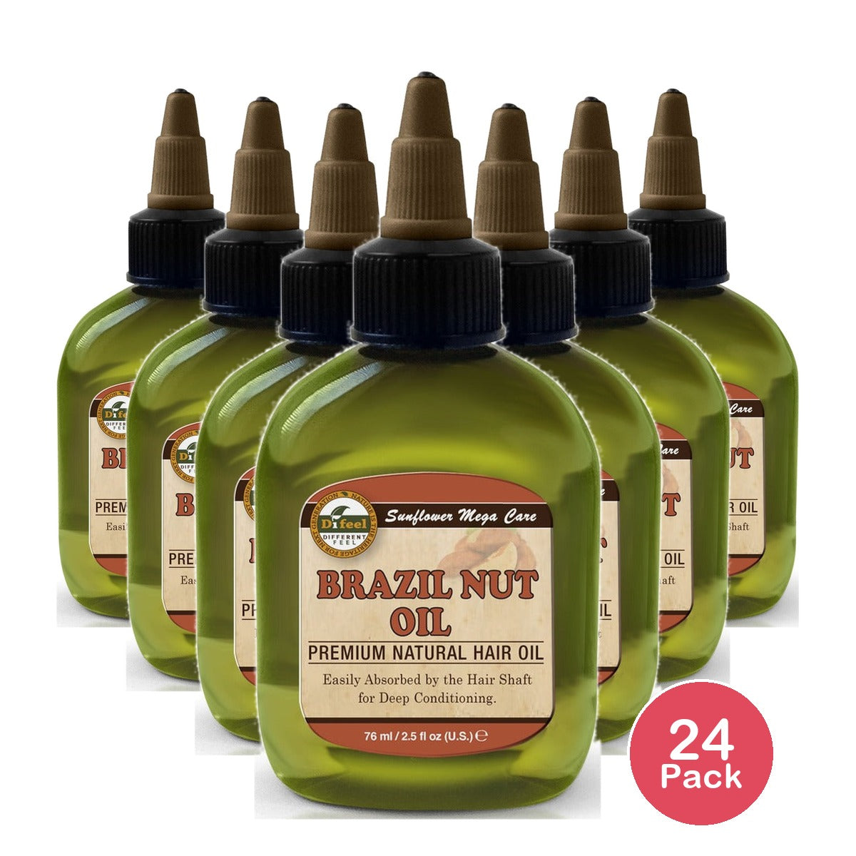 Difeel Sunflower Premium Mega Hair Oil Brazilian Nut 2.5 Oz (Pack of 24)