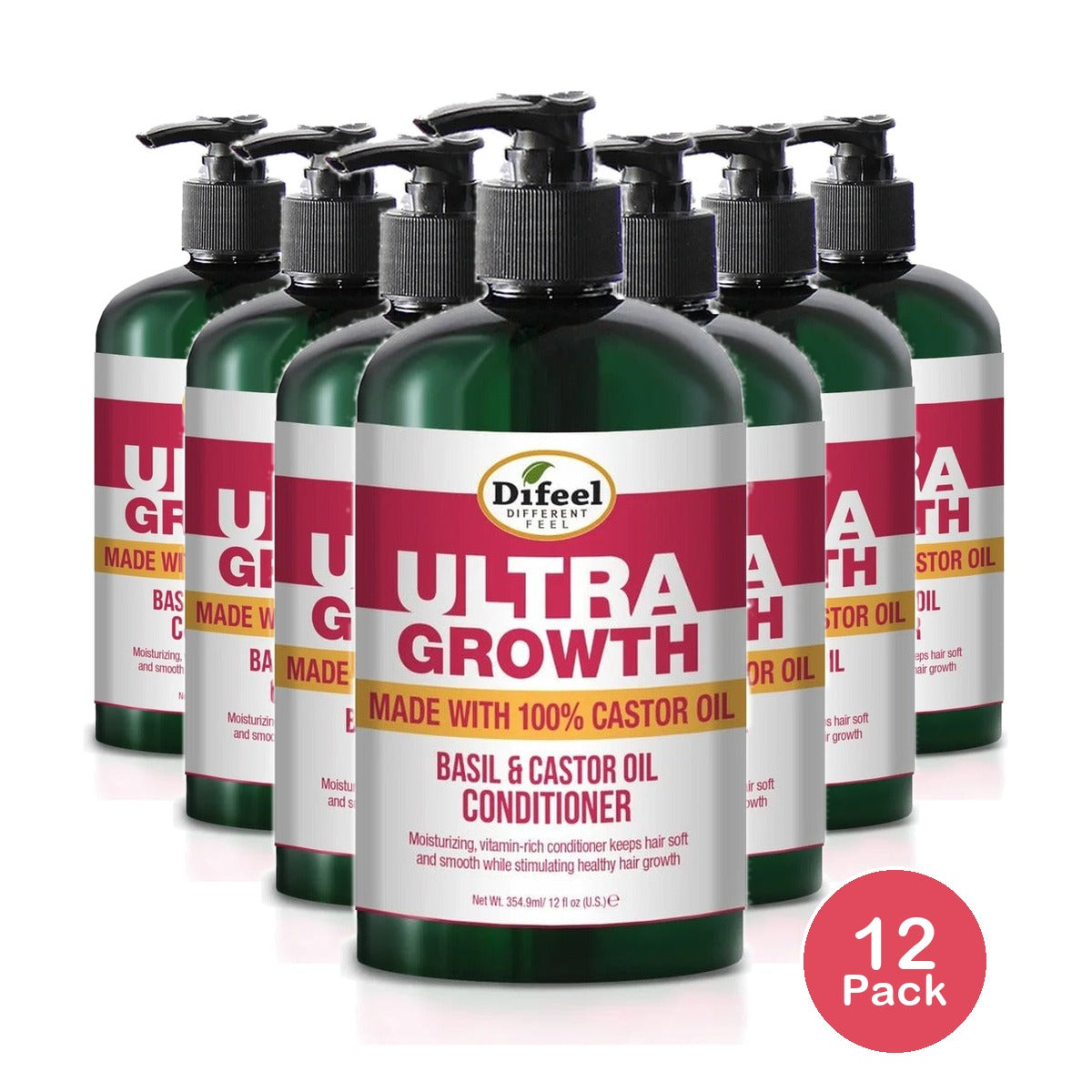 Difeel Ultra Growth Basil & Castor Oil Conditioner 12 Oz (Pack of 12)