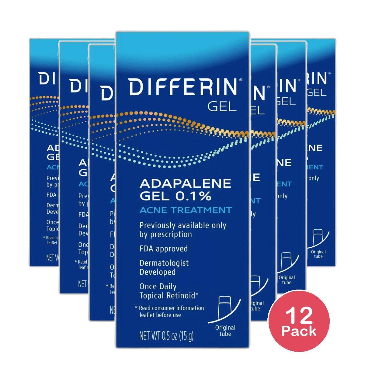 Differin Gel Acne Treatment With Adapalene Gel 0.5Oz (Pack Of 12)
