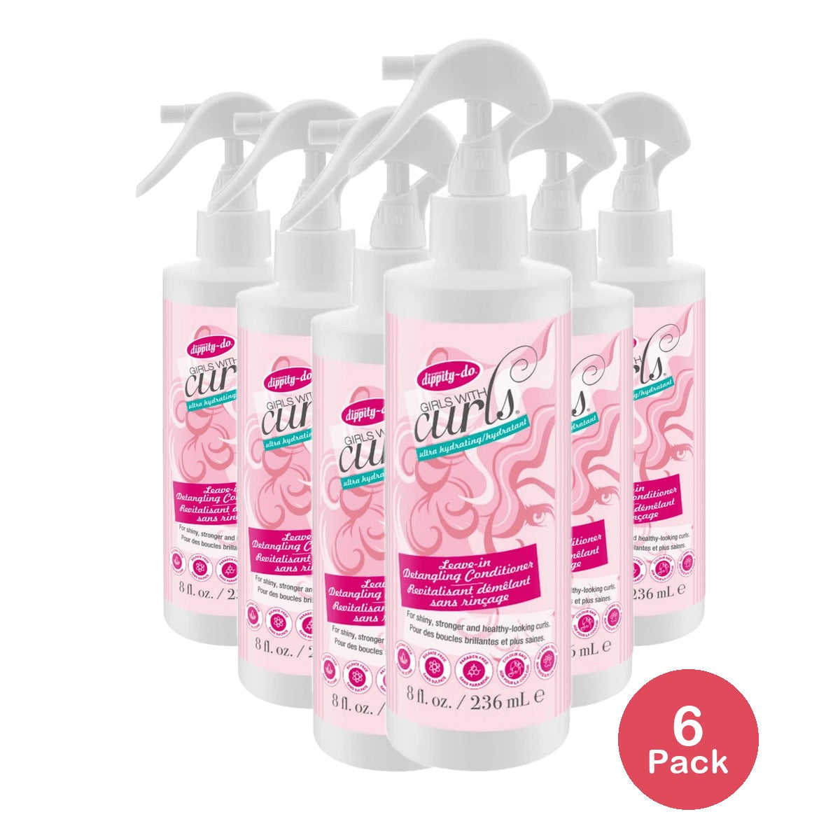 Dippity-do Girls with Curls Leave-in Detangling Conditioner 8 Fl. Oz (Pack of 6)