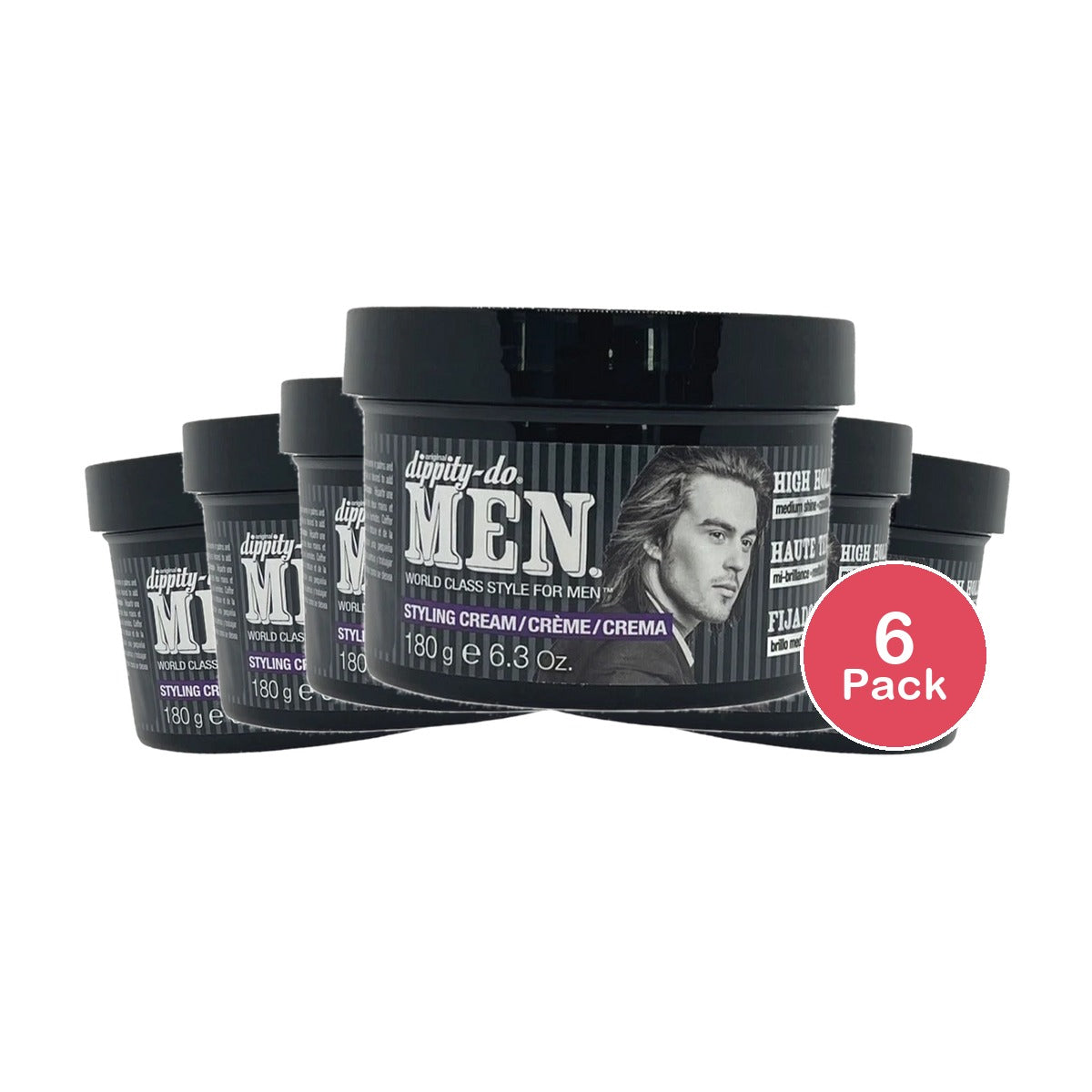 Dippity-Do Men Hair Styling Cream 6.3 Oz (Pack of 6)