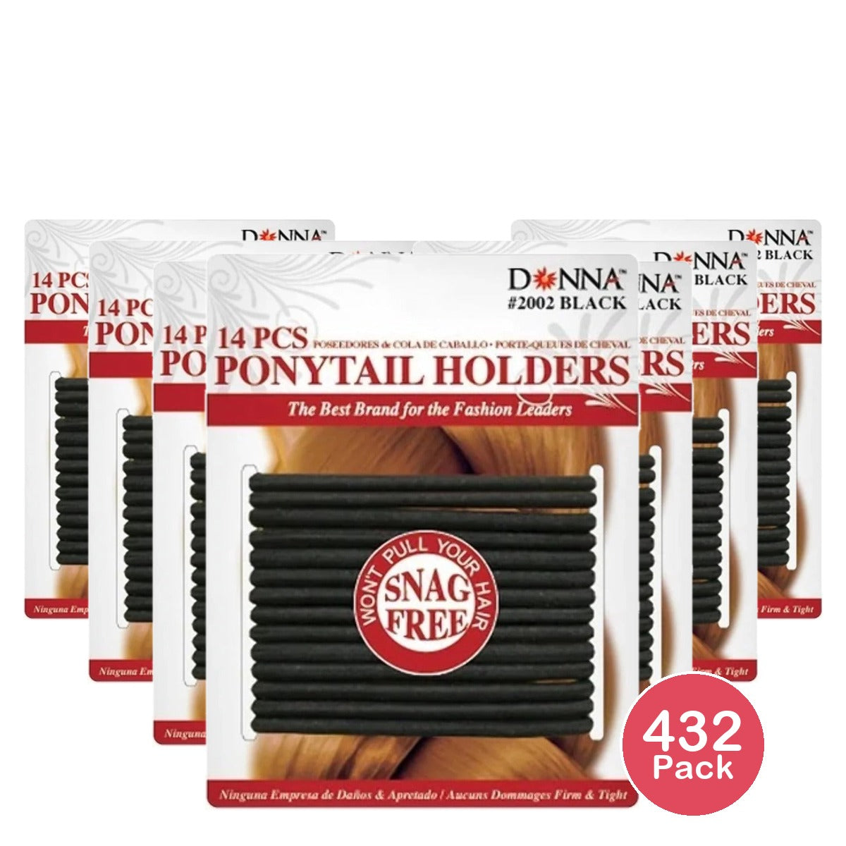 Donna Black Ponytail Holders 14pc (Pack of 432)