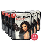 Donna Black Satin Foam Rollers/curlers - Premium Collection - 30 Pack nan (Pack of 12)