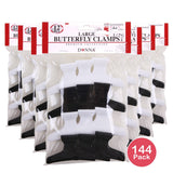 Donna Collection Butterfly Clamps Large Black & White (Pack of 144)