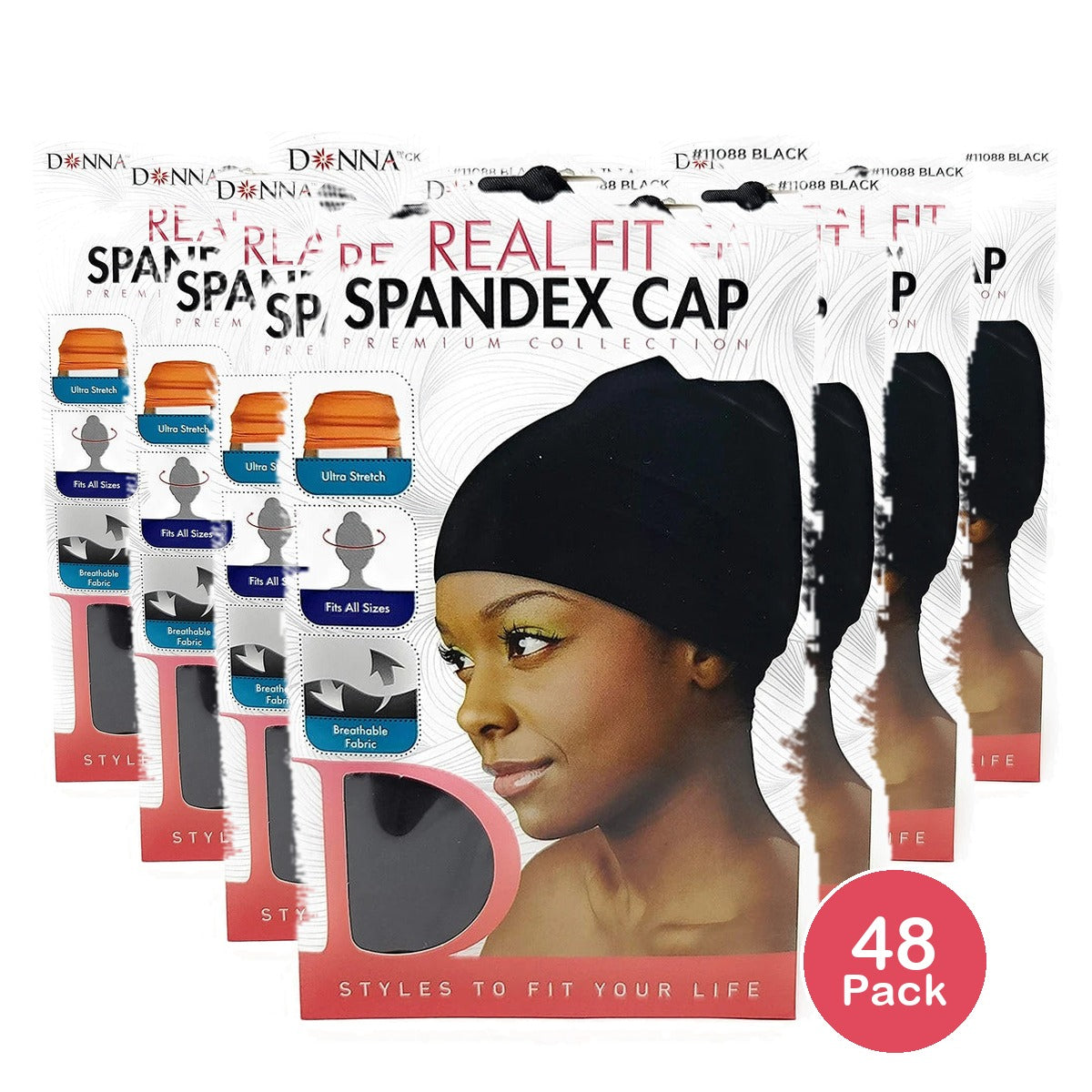 Donna Collection Spandex Womens Cap Packaging May Vary 1 Ea nan (Pack of 48)