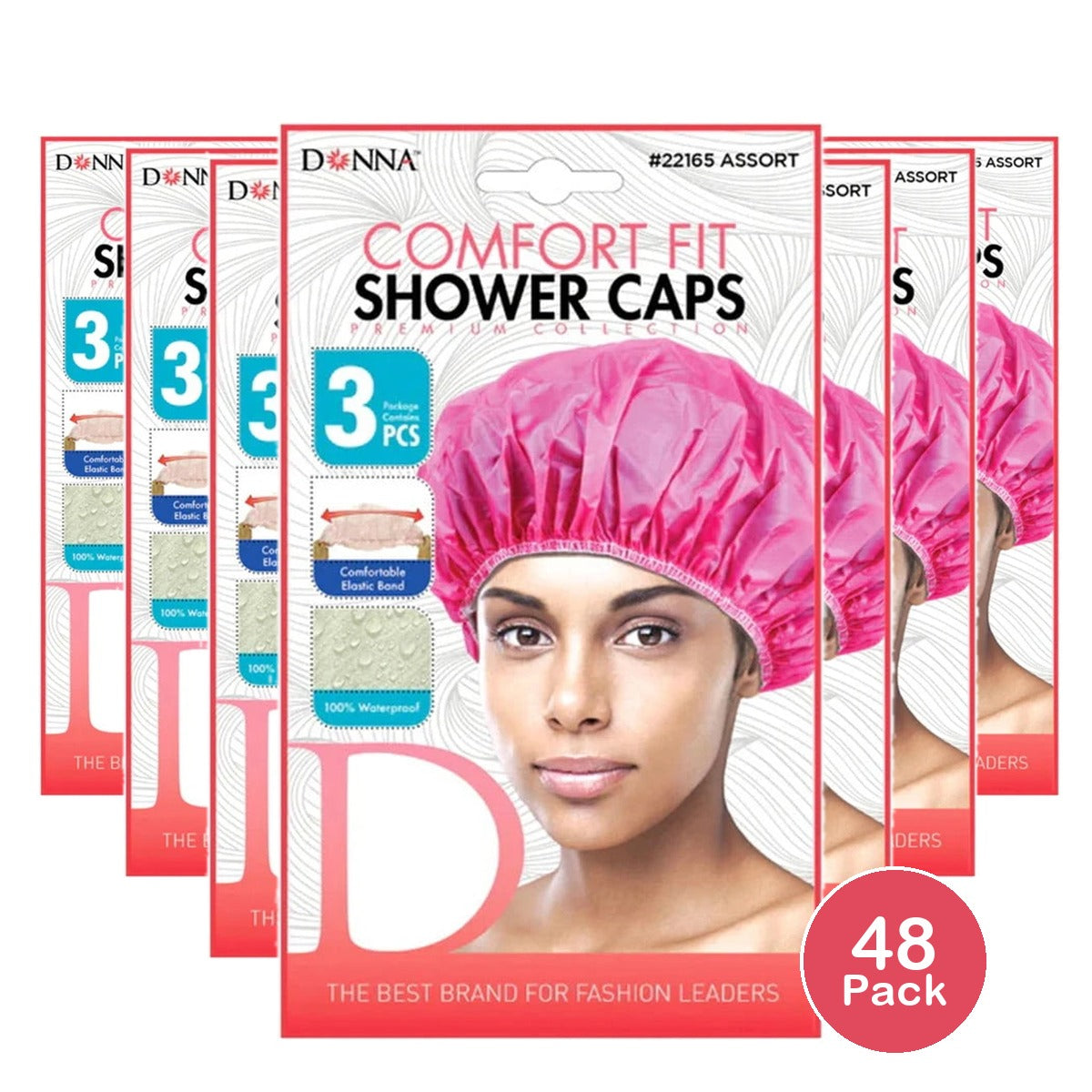 Donna Comfort Fit Waterproof Shower Caps 22165 Assorted Packaging May Vary 3 nan (Pack of 48)