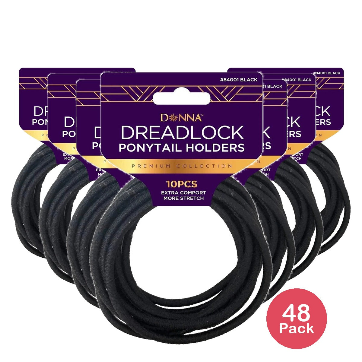 Donna Dreadlock Ponytail Holders Black Extra Comfort nan (Pack of 48)