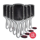 Donna Large Metallic Silver Paddle Hair Brush nan (Pack of 12)