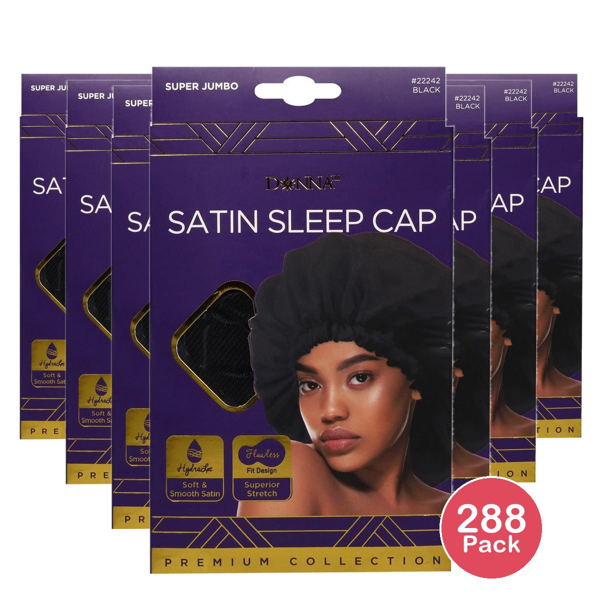 Donna Premium Collection Black Satin Sleep Cap (Pack of 288)