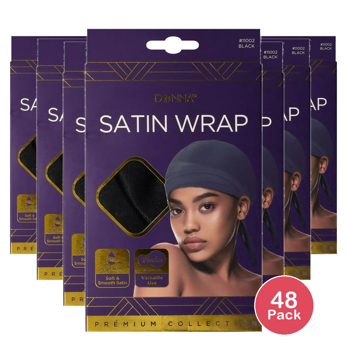 Donna Premium Collection Black Satin Wrap 1 ea nan (Pack of 48)