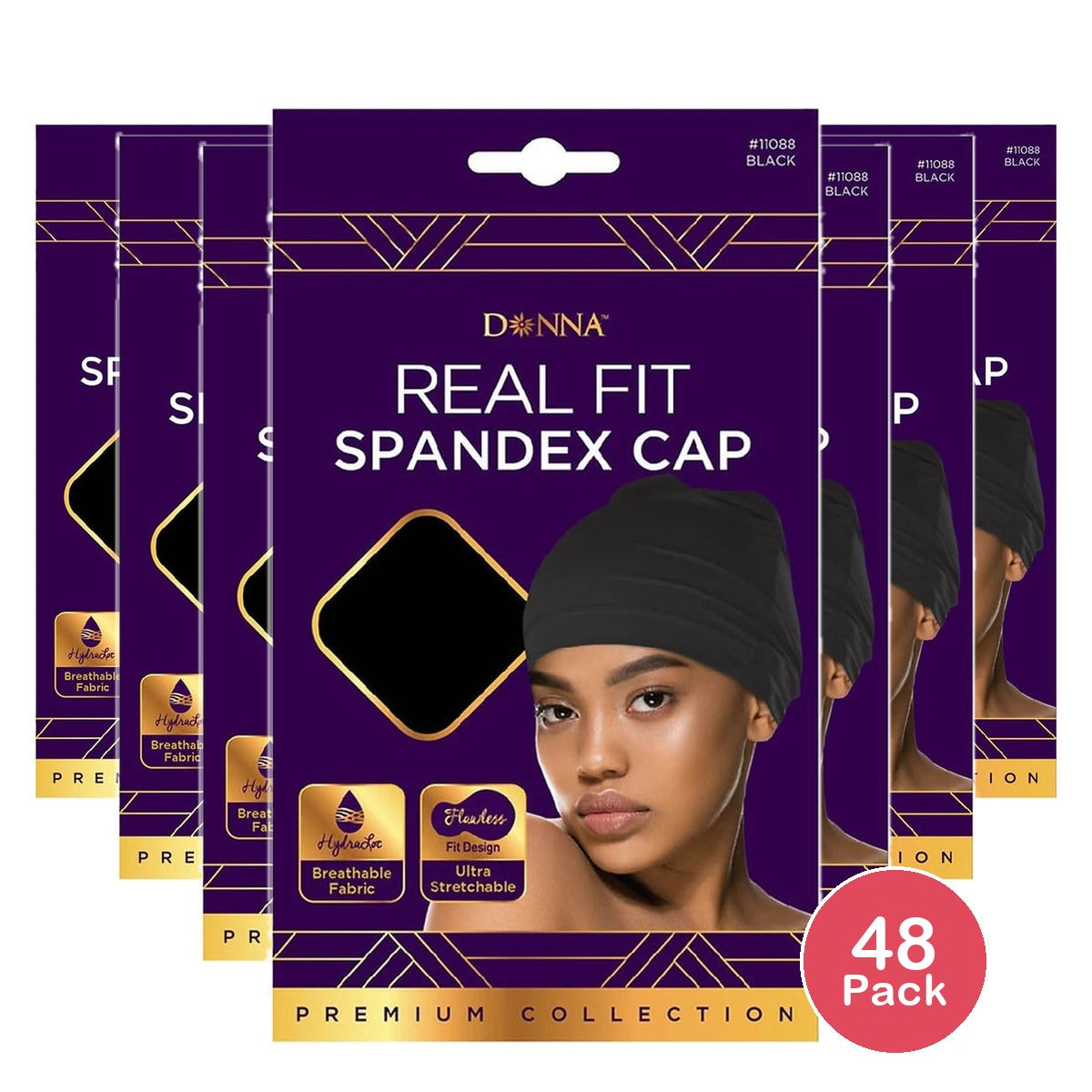 Donna - Premium Collection - Real Fit Spandex Cap - Black nan (Pack of 48)