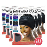 Donna Premium Satin Wrap Cap Black (Pack of 288)