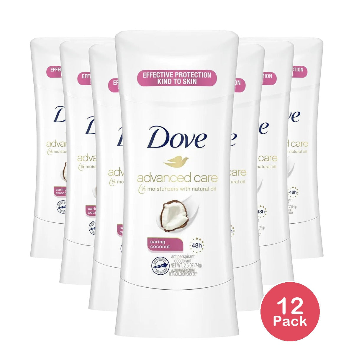 Dove Advanced Care Antiperspirant Deodorant Caring Coconut Nutrium Moisture 2.6Oz (Pack of 12)