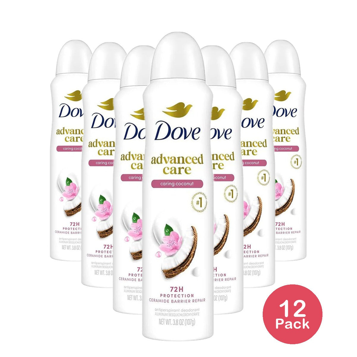 Dove Advanced Care Antiperspirant Dry Spray Caring Coconut 3.8 Oz (Pack of 12)