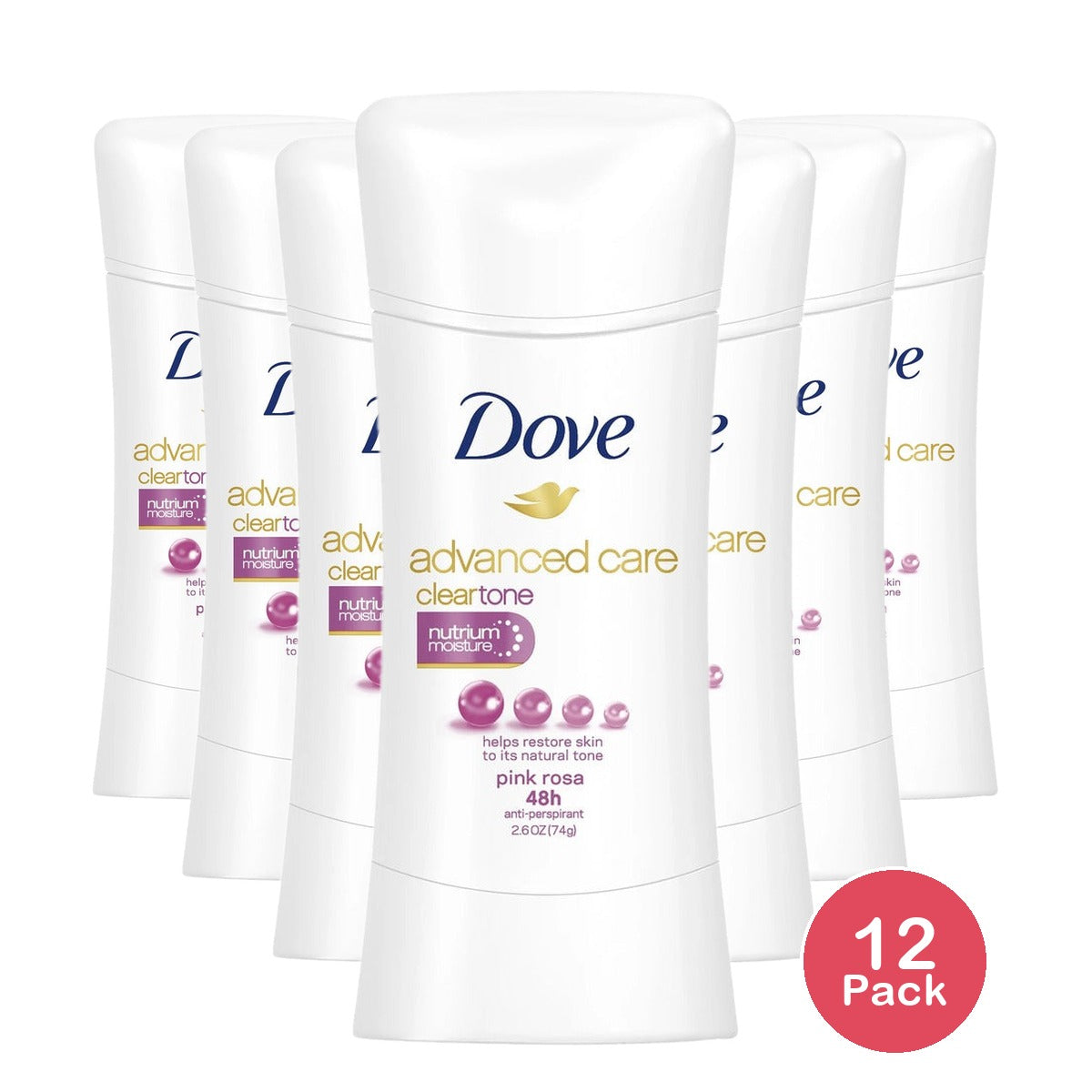 Dove Advanced Care Pink Rosa Antiperspirant Deodorant Stick (Pack of 12)