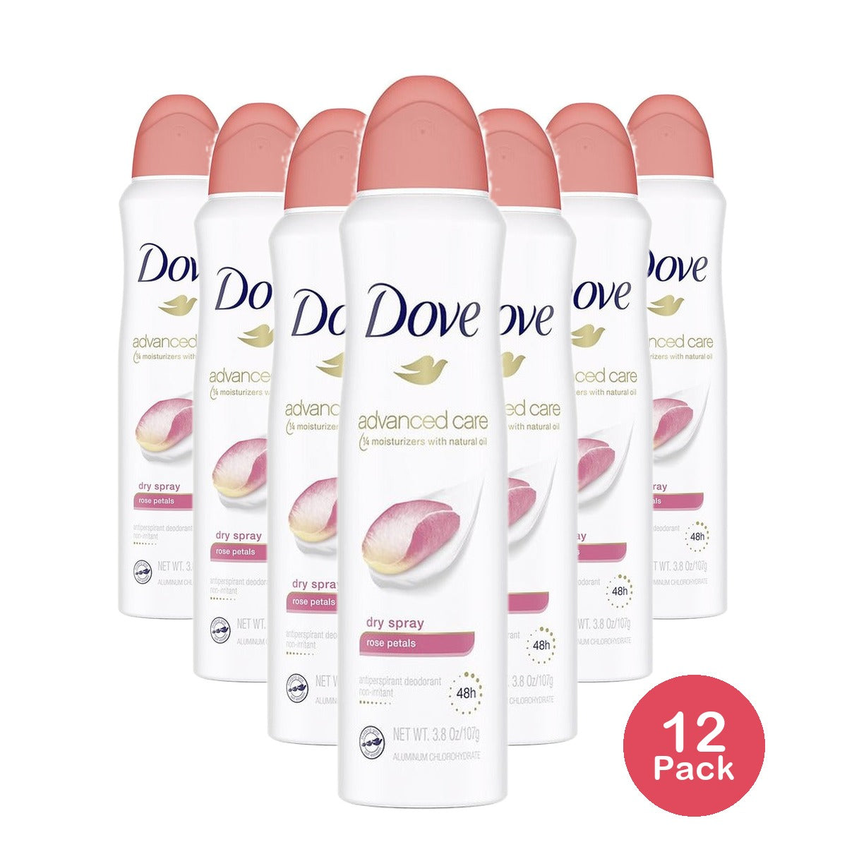 Dove Advanced Care Rose Petals Antiperspirant Deodorant 3.8 Oz (Pack of 12)