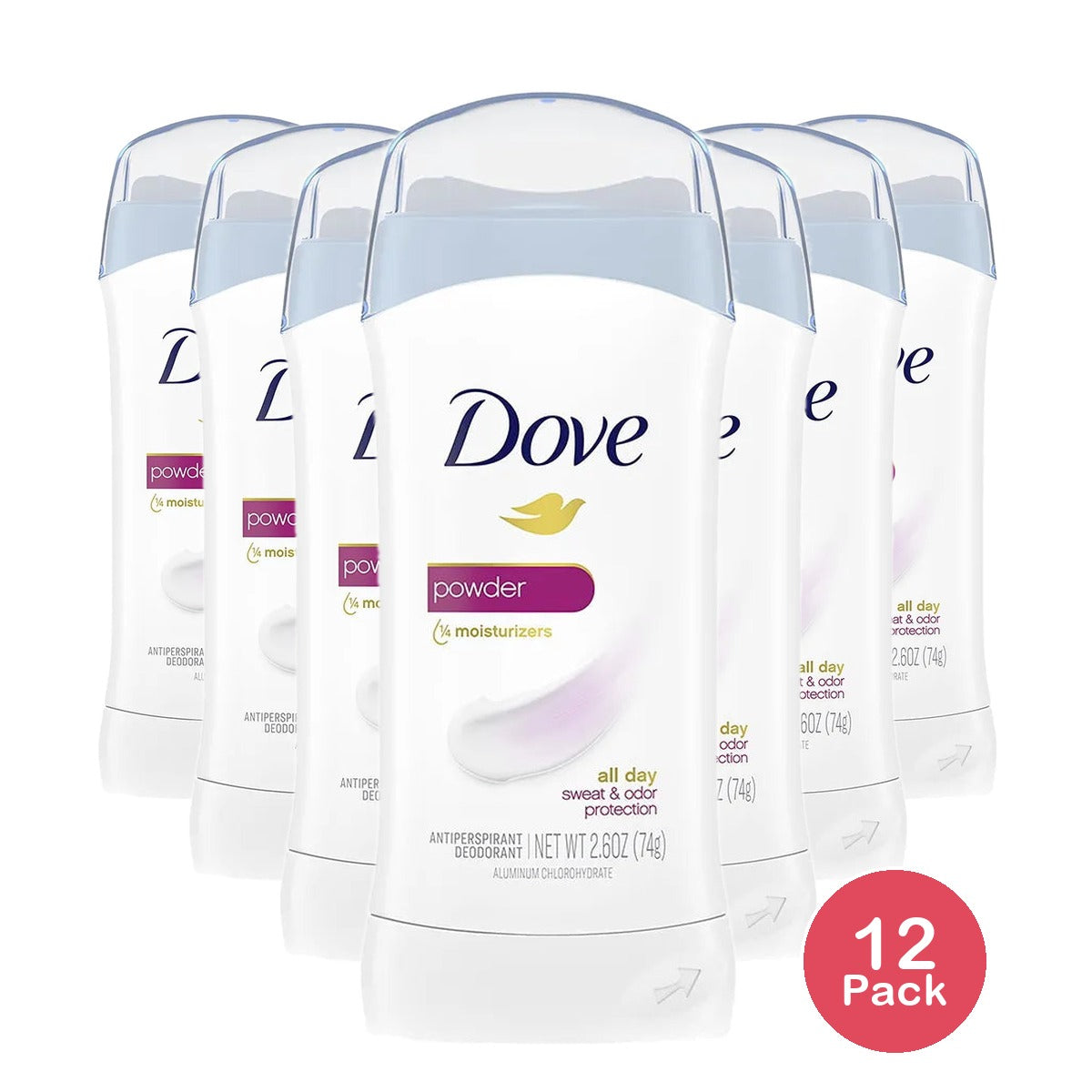 Dove Antiperspirant Deodorant Stick Powder 2.6Oz (Pack of 12)