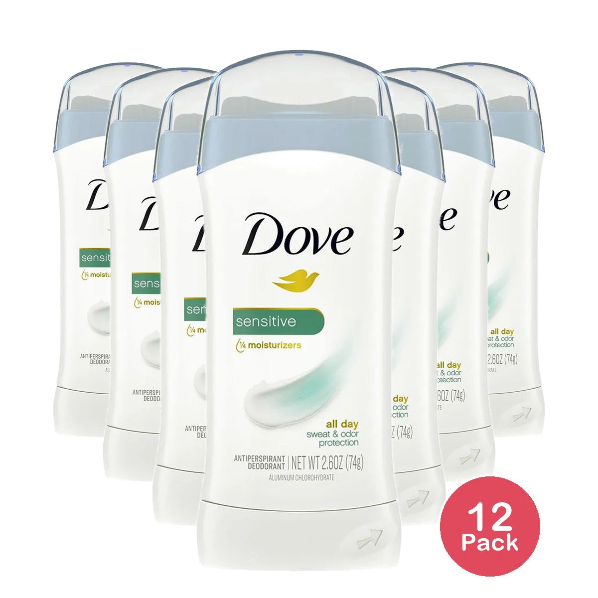 Dove Antiperspirant Deodorant Stick Sensitive Skin Sensitive Skin 2.6Oz (Pack of 12)