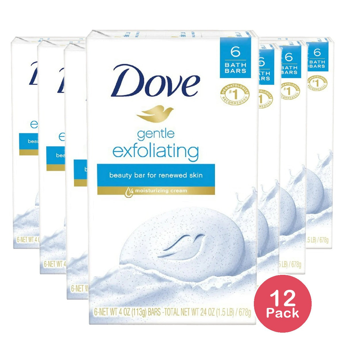 Dove - Beauty Bar Gentle Exfoliating 24 Oz (Pack of 12)