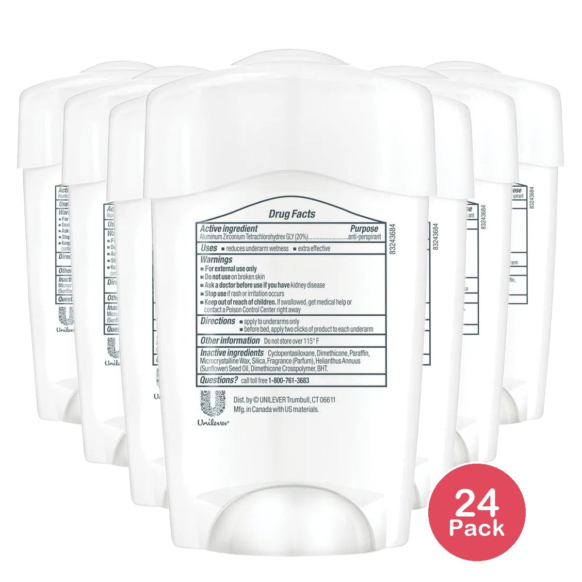 Dove Beauty Clinical Protection Cool Essentials Antiperspirant Deodorant Stick 1.7Oz (Pack of 24)