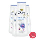 Dove Body Wash for Women Moisturizing Anti-Stress Blue Chamomile & Oat Milk Clear 20 oz (Pack of 4)