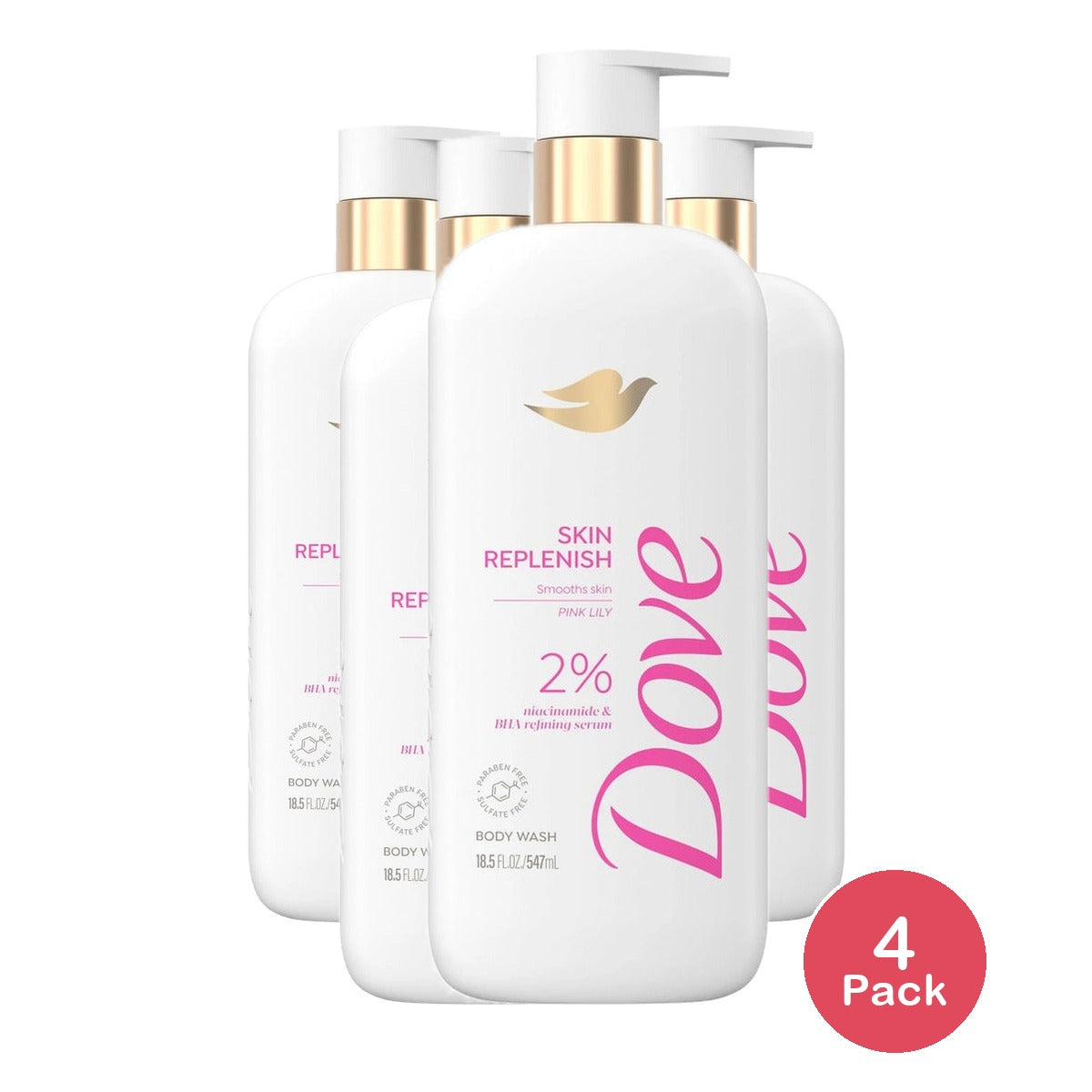 Dove Body Wash Skin Replenish 18.5 Oz (Pack of 4)