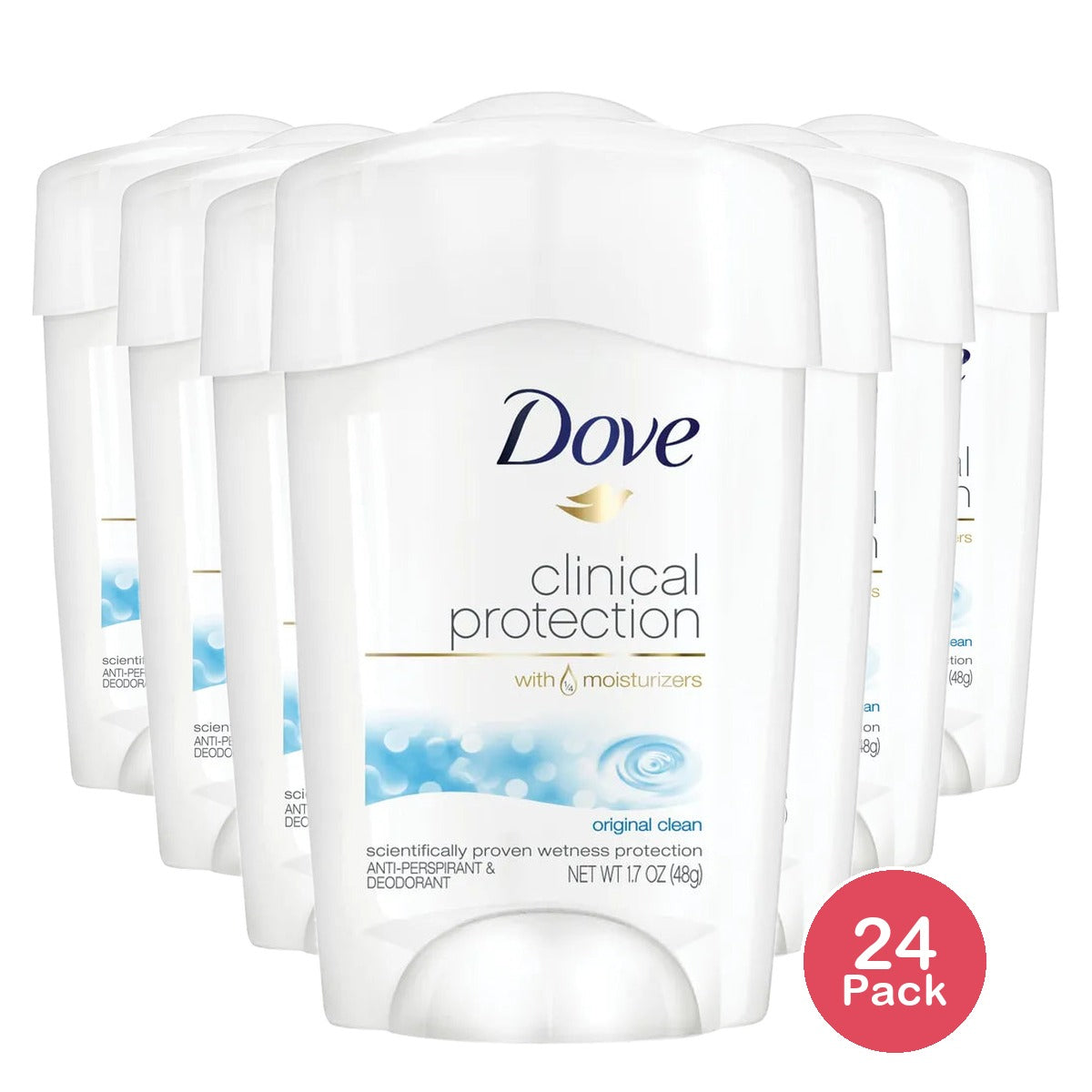 Dove Clinical Protection Antiperspirant Deodorant Original Clean1.7Oz (Pack of 24)