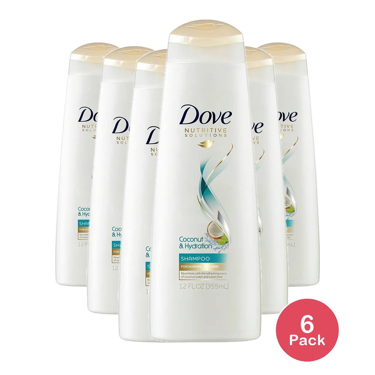 Dove Coconut & Hydration Oil Blend Shampoo for Dry Hair 12Oz (Pack of 6)