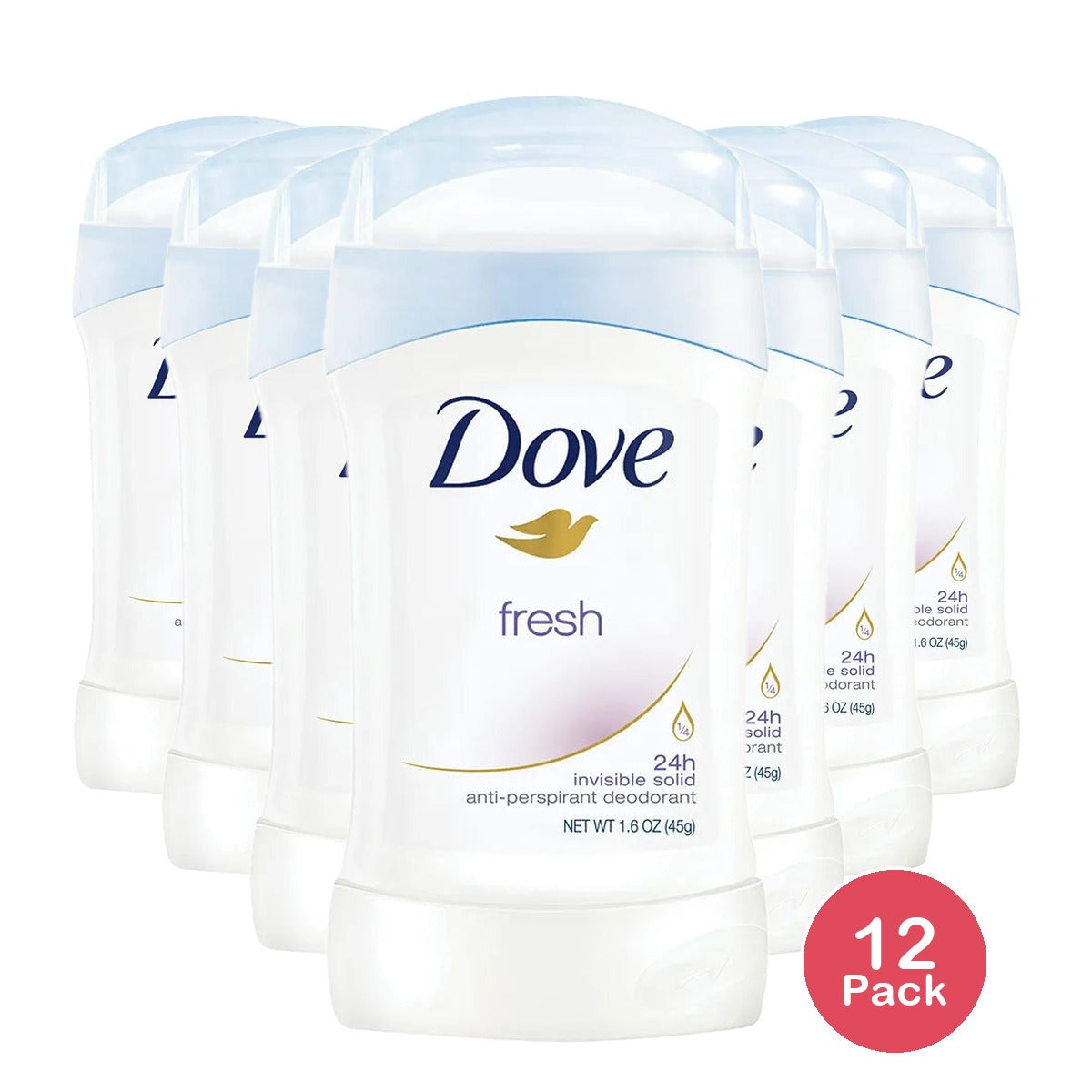 Dove Invisible Solid Antiperspirant Deodorant Stick Fresh 1.6Oz (Pack of 12)