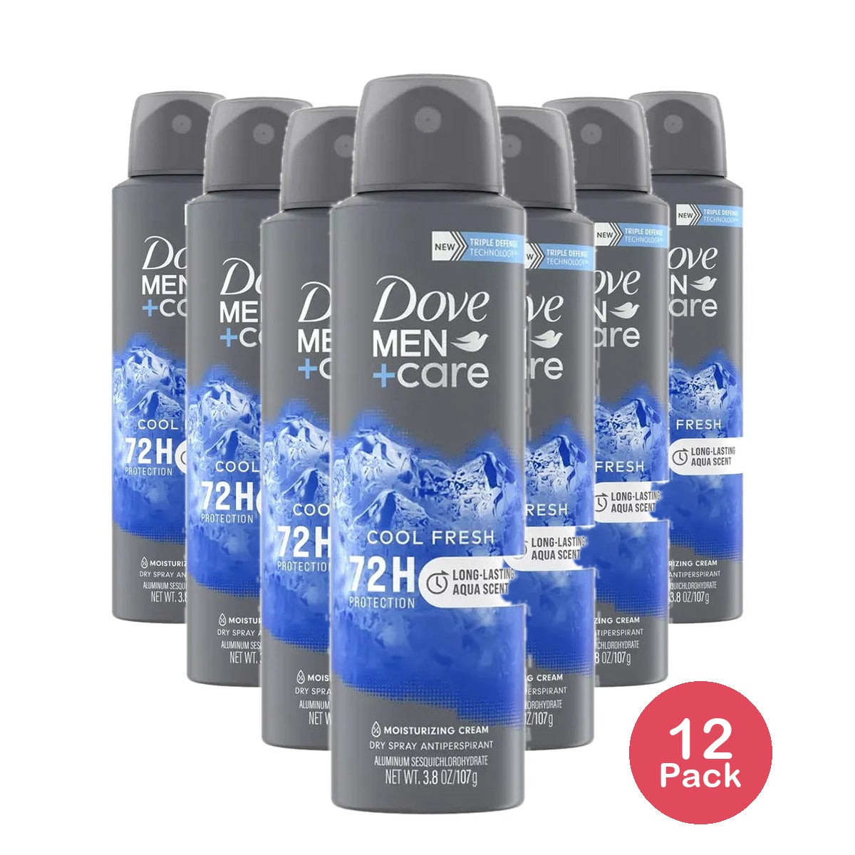 Dove Men And Care 72 Hour Antiperspirant And Deodorant Dry Spray Cool Fresh 3.8Oz (Pack of 12)