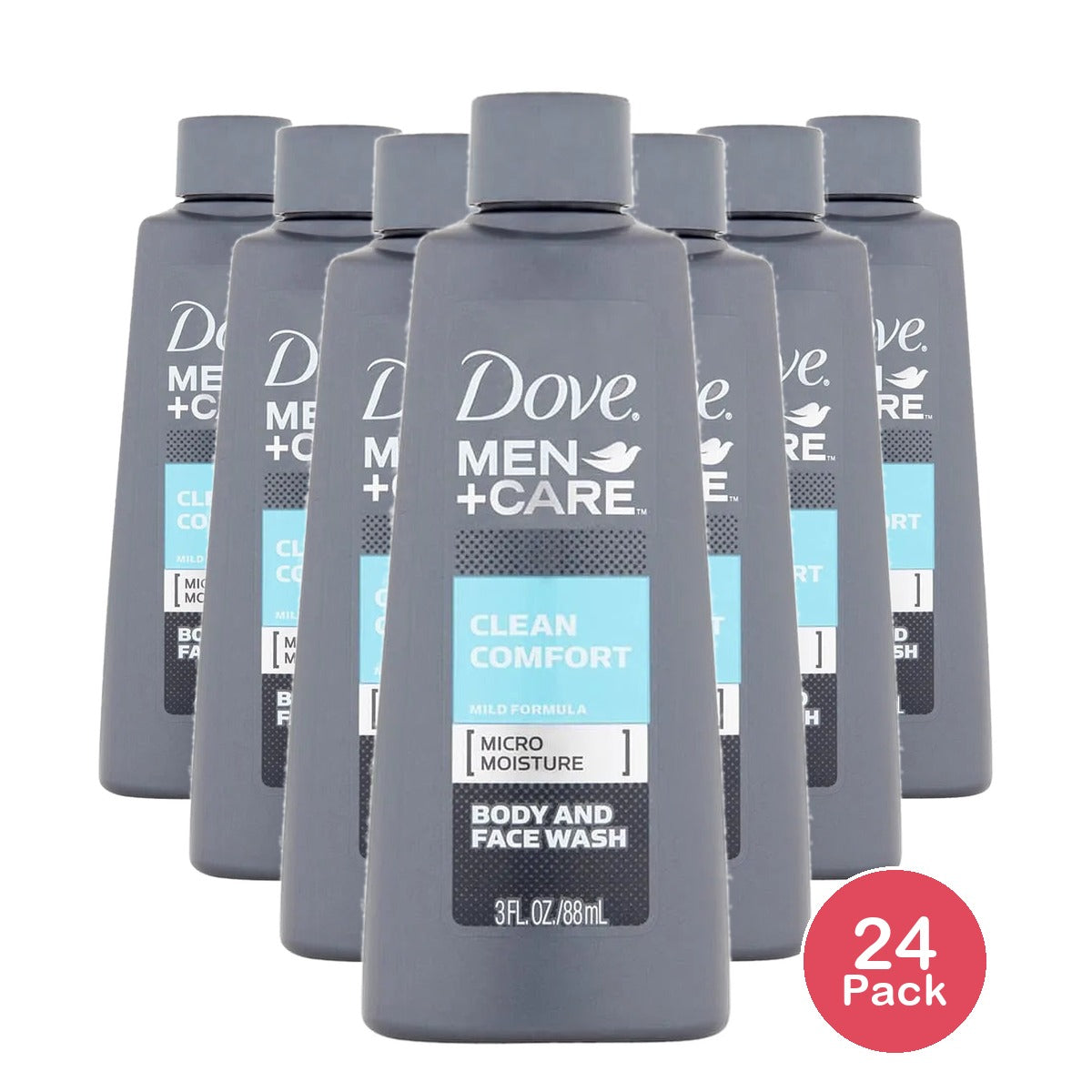 Dove Men And Care Clean Comfort Body and Face Wash 3Oz (Pack of 24)