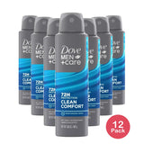 Dove Men Plus Care Clean Comfort 72-Hour Antiperspirant Deodorant Dry Spray 3.8Oz (Pack of 12)