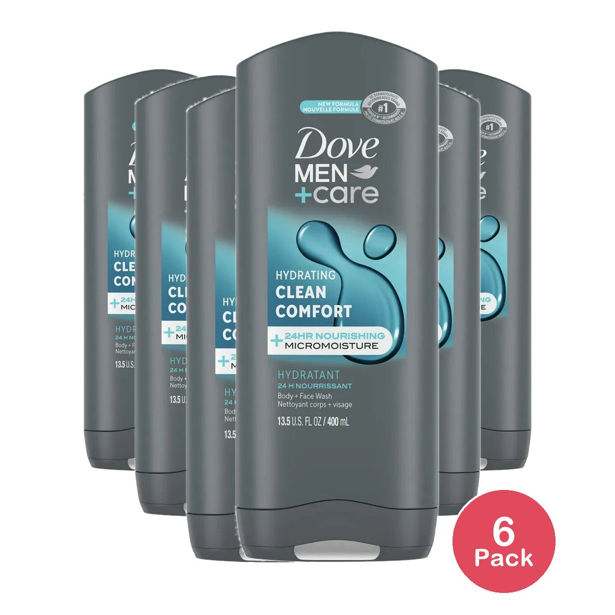 Dove Men Plus Care Clean Comfort Body And Face Wash 13.5Oz (Pack of 6)
