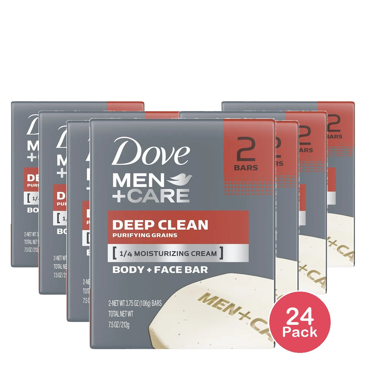 Dove Men Plus Care Deep Clean Body And Face Bar 2 Ea 3.75Oz (Pack of 24)