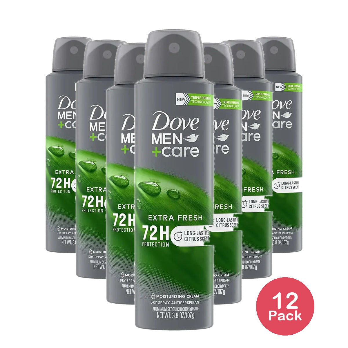Dove Men Plus Care Extra Fresh 48 Hour Antiperspirant and Deodorant Dry Spray 3.8Oz (Pack of 12)
