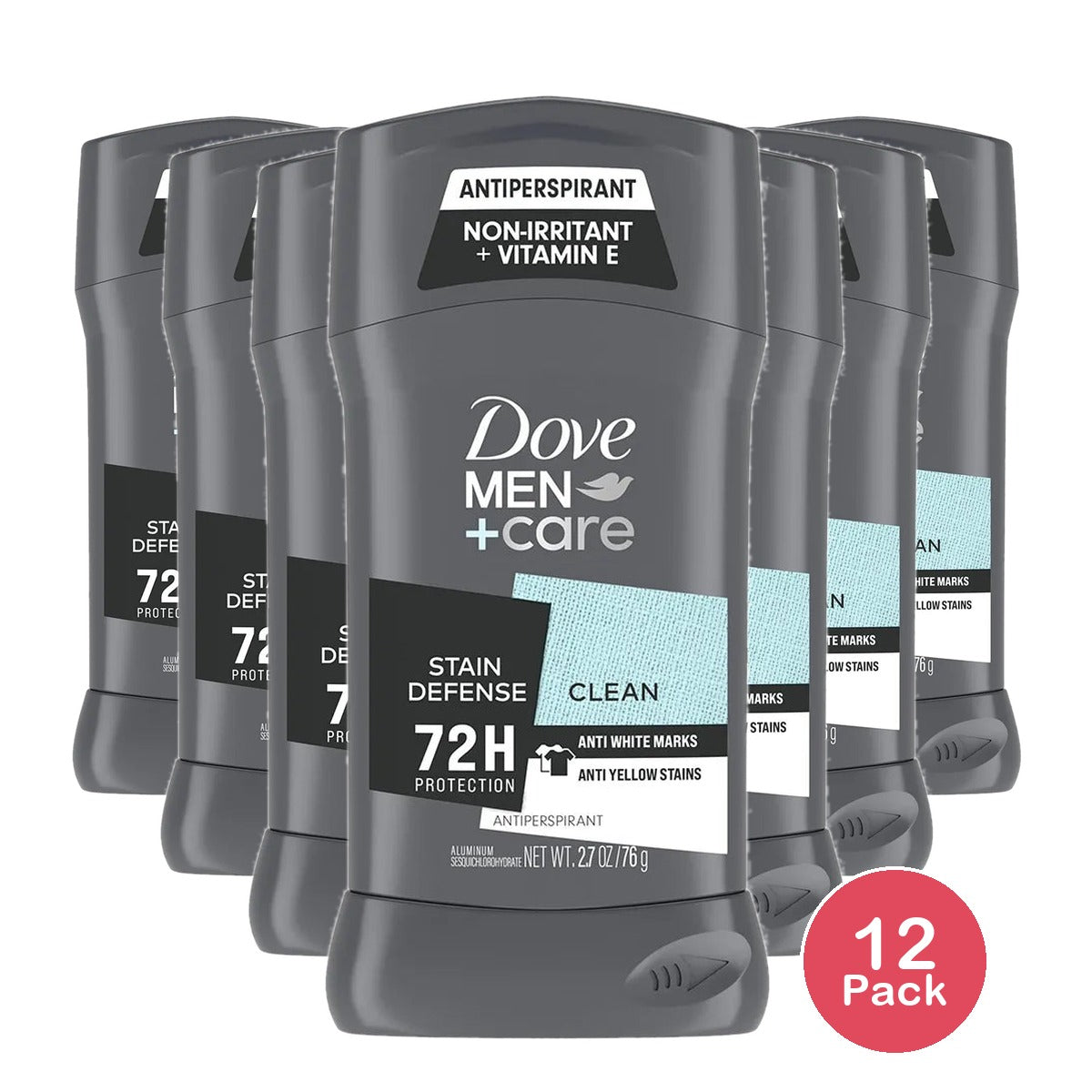 Dove Men Plus Care Stain Defense Antiperspirant Deodorant Stick Clean 2.7Oz (Pack of 12)