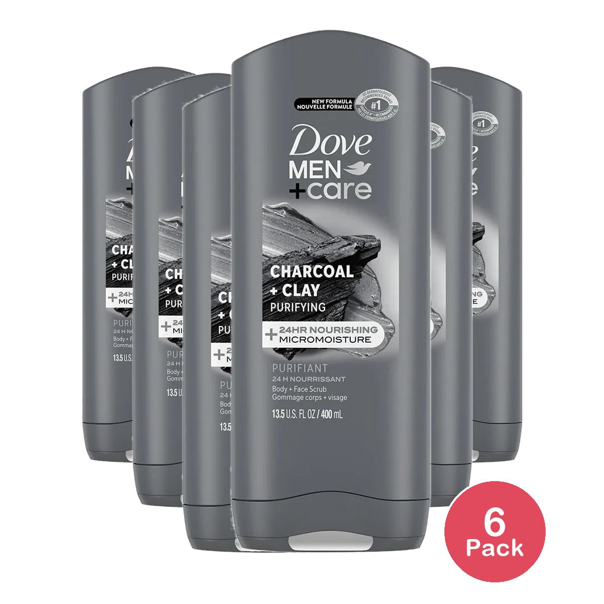 Dove Men+Care Elements Body Wash Charcoal And Clay 13.5Oz (Pack of 6)
