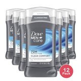 Dove Men+Care Long Lasting Antiperspirant Deodorant Stick Clean Comfort 3 OZ (Pack of 12)