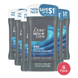 Dove Men+Care Long Lasting Antiperspirant Deodorant Stick for Men Twin Pack Cle 2.7 oz (Pack of 6)