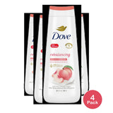 Dove Rebalancing Body Wash Peach and rice milk 20Oz (Pack of 4)