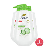 Dove Refreshing Long Lasting Gentle Body Wash Cucumber and Green Tea 30.6Oz (Pack of 3)